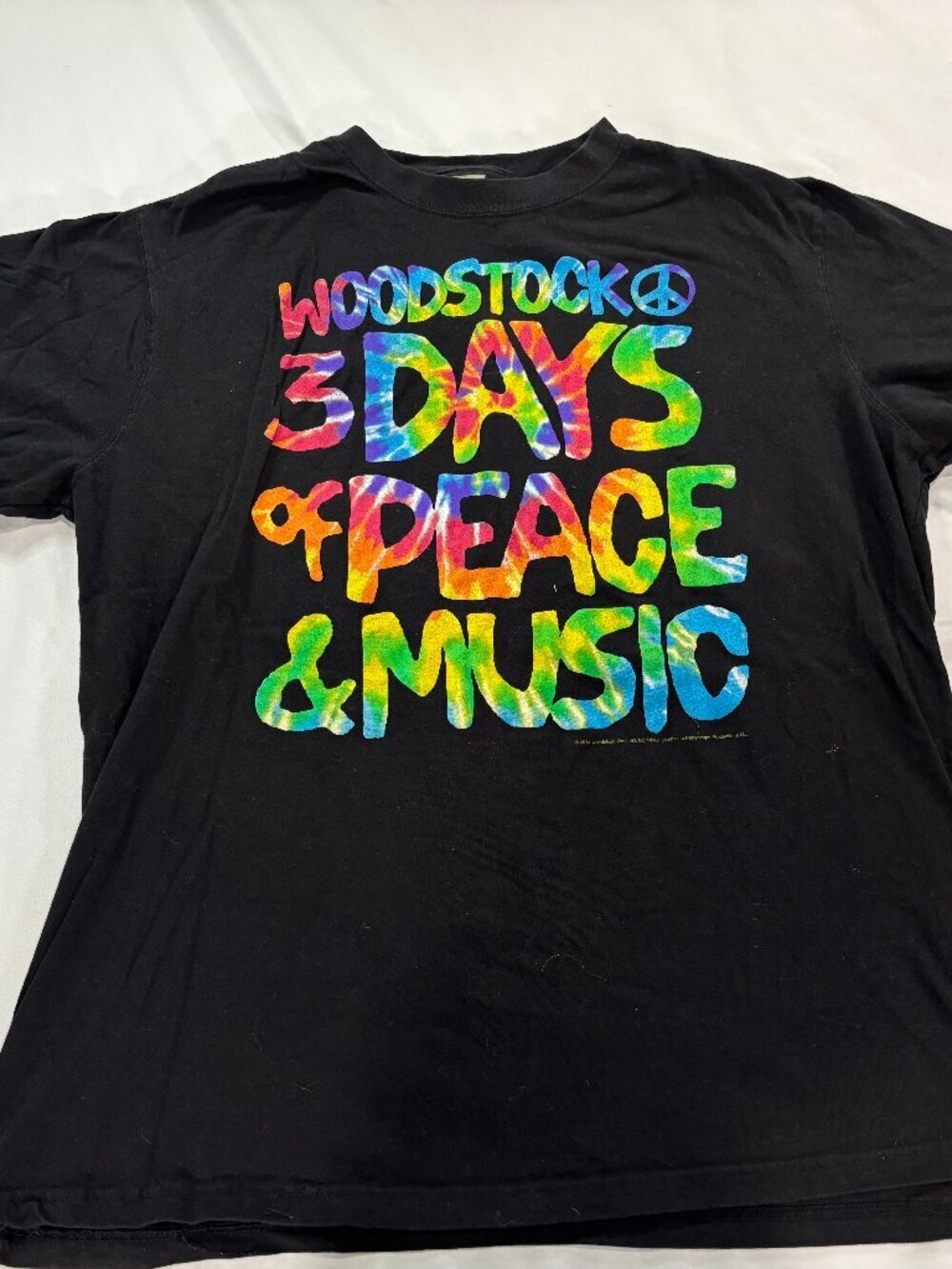 WOODSTOCK T Shirt Neon TIE DYE Black EUC 2XLT       Lot G